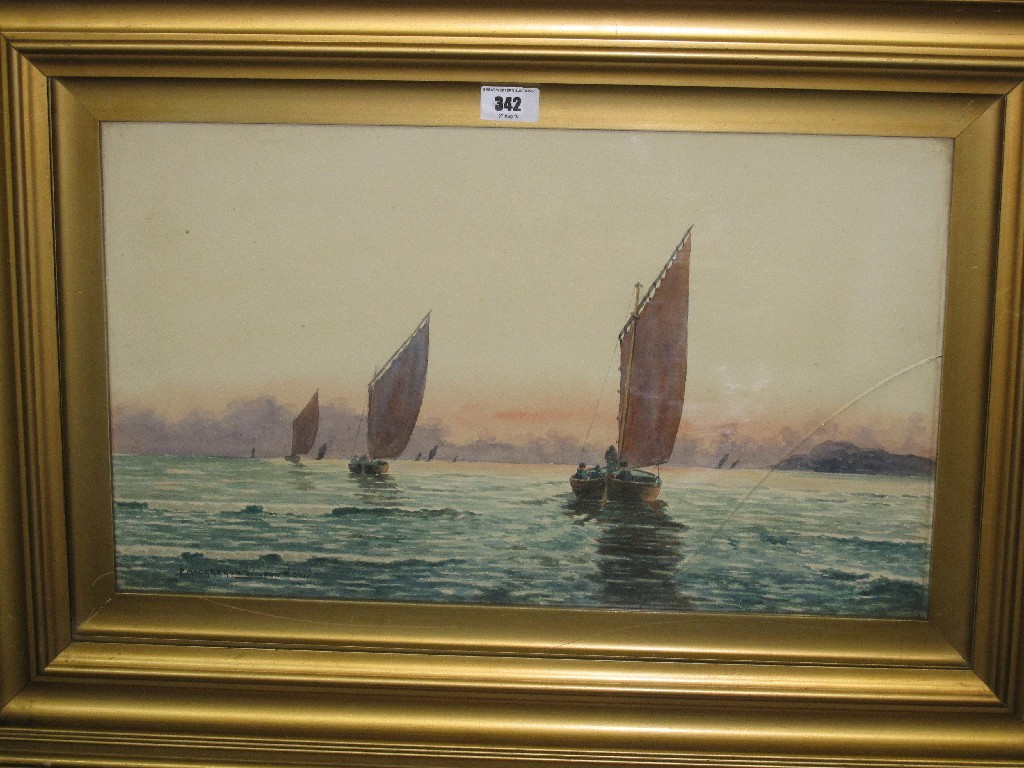 Appraisal: P MacGREGOR WILSON RSW Watercolour seascape with fishing boats signed