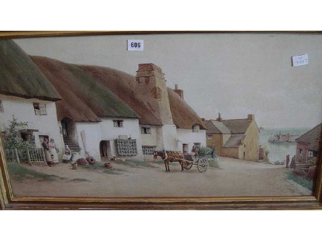 Appraisal: A late th century watercolour of a coastal village scene