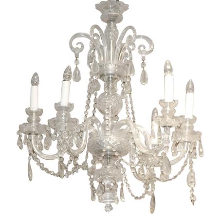 Appraisal: George III Style Cut Glass Six-Light Chandelier Height inches diameter