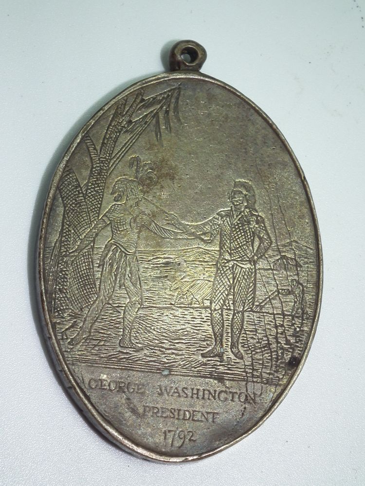 Appraisal: WASHINGTON PEACE MEDAL Rare oval silver presidential peace medal GEORGE