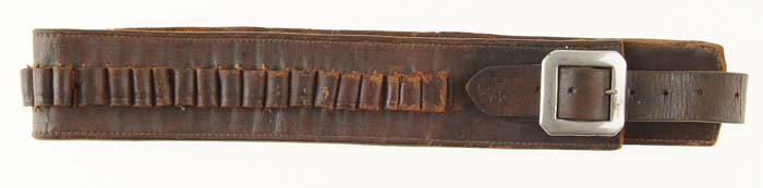 Appraisal: UNMARKED CARTRIDGE MONEY BELT Made of brown russet leather x