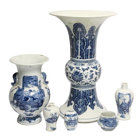 Appraisal: Group of Six Chinese Blue and White Vases Estimate -