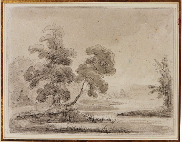 Appraisal: FOLLOWER OF THOMAS GAINSBOROUGHA lakeland landscape with trees pencil and