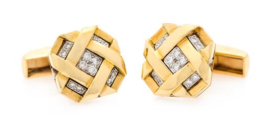 Appraisal: Sale Lot A Pair of Karat Yellow Gold Platinum and