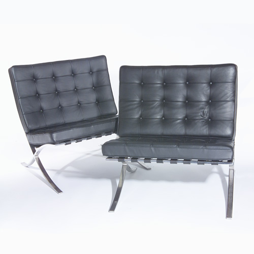 Appraisal: MIES VAN DER ROHE KNOLL Pair of Barcelona chairs with