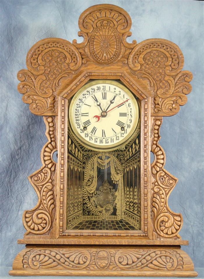 Appraisal: Ingraham Gala pressed oak calendar clock new paper on dial