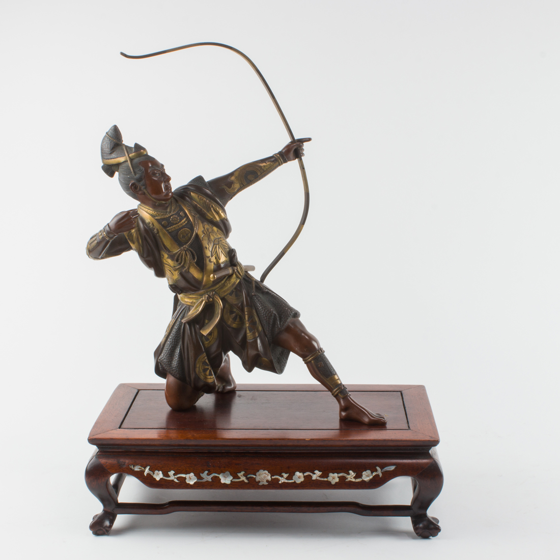 Appraisal: JAPANESE BRONZE FIGURE OF ARCHER SIGNED YOSHIMITSU Japanese bronze figure