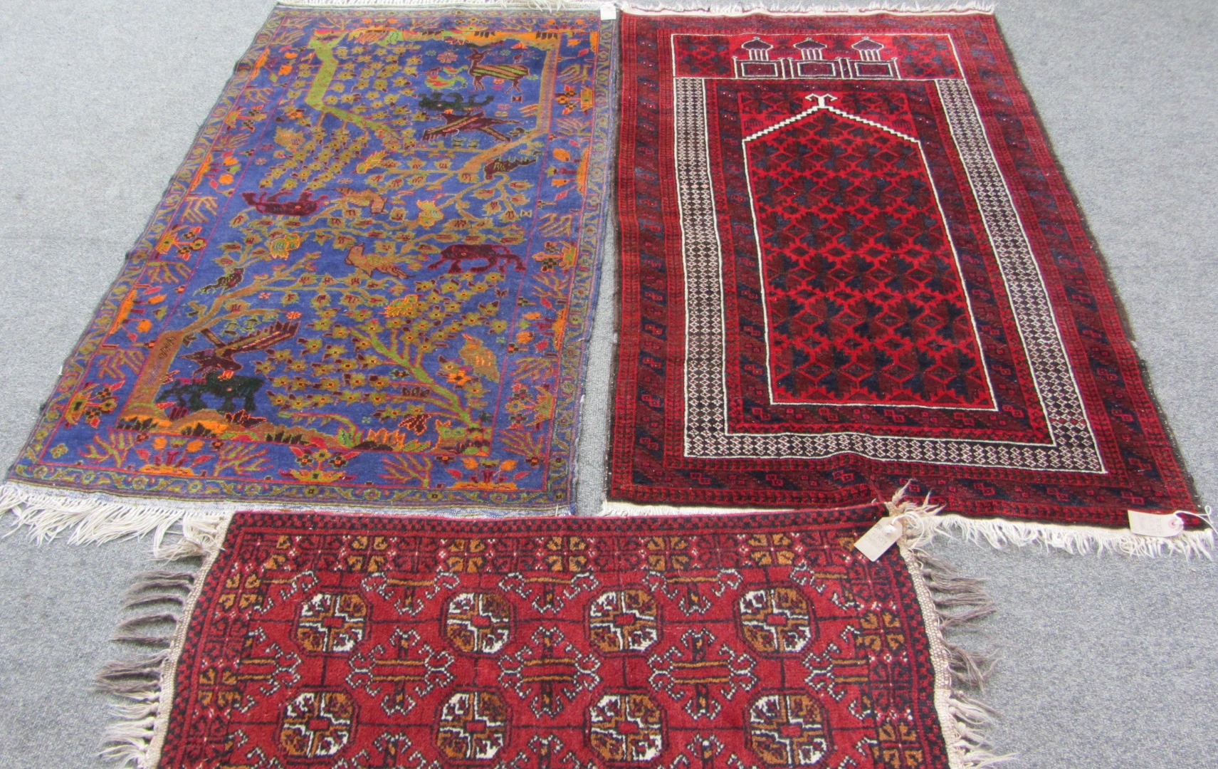 Appraisal: A Baluchistan rug the indigo field with flowering trees birds