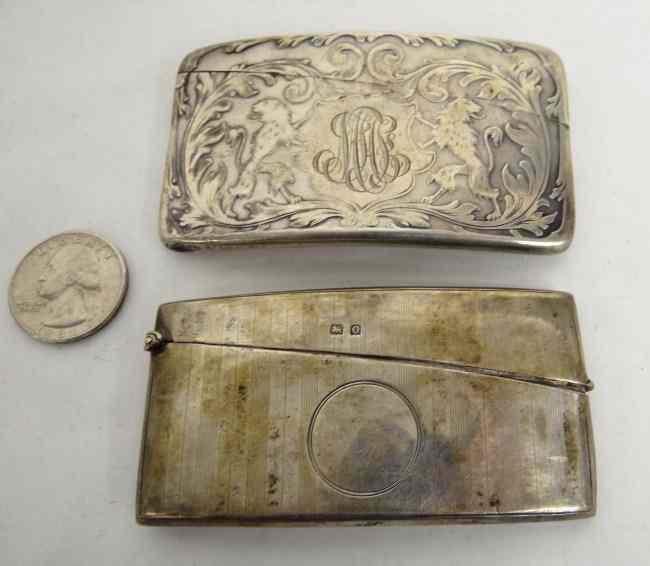 Appraisal: Lot sterling silver card cases with hall marks One embossed