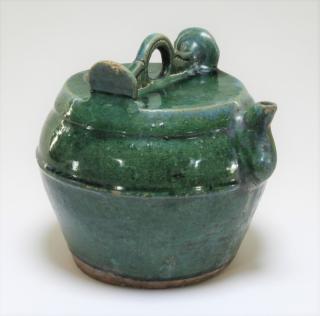 Appraisal: LG Chinese Han Dynasty Green Glaze Teapot CHINA HAN DYNASTY