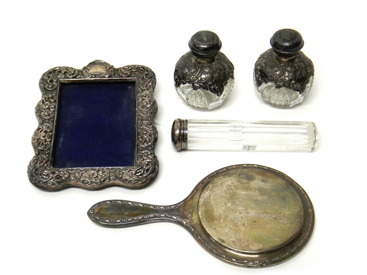 Appraisal: Silver and silver mounted wares comprising a Victorian shaped rectangular