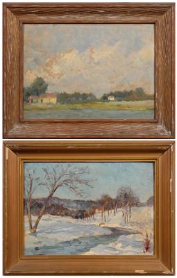 Appraisal: Pair impressionist paintings winter landscape pencil inscription verso quot To