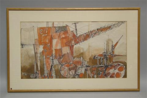 Appraisal: ROBERT ANDREW PARKER AMERICAN MACHINE NO Mixed media on paper