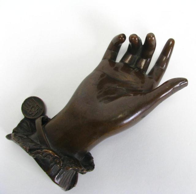 Appraisal: Bronze Hand Sculpture Artist Signed '' long with monogram on