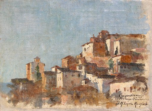 Appraisal: MEZQUITA Jose Maria Lopez Spanish - ''Albaicin'' Oil Canvas laid