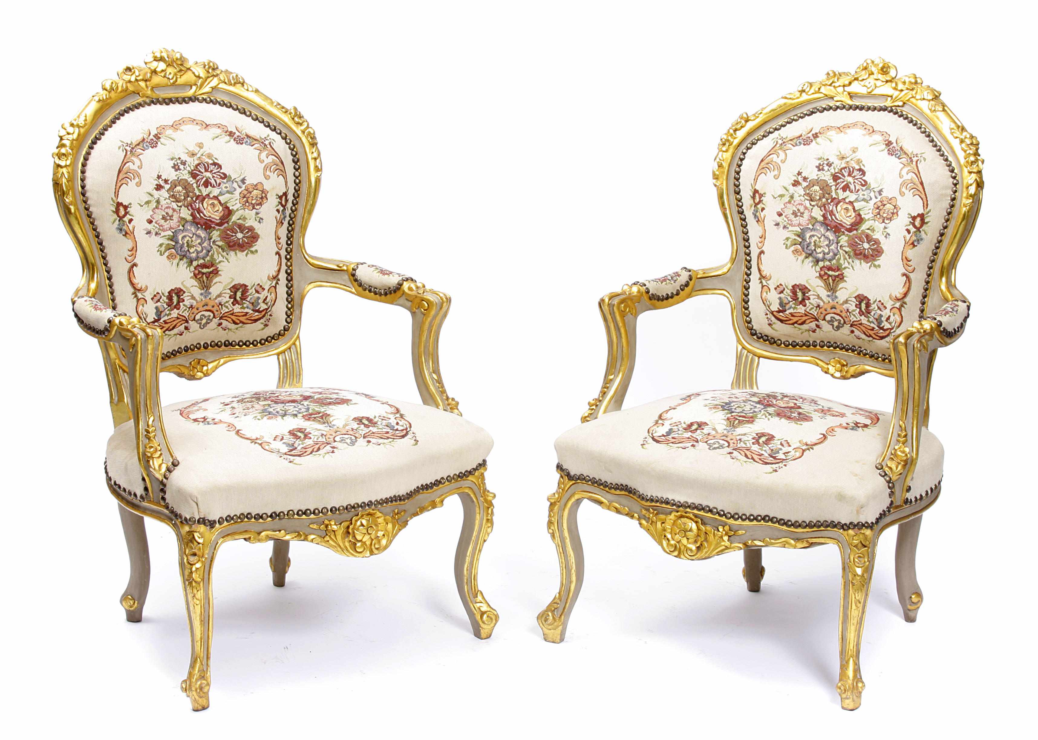 Appraisal: A pair of Italian Rococo style paint decorated armchairs height