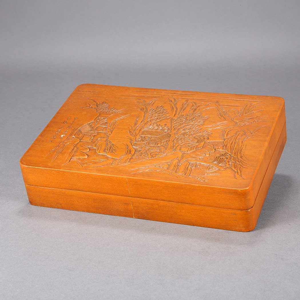 Appraisal: Chinese Sandalwood Box Qing dynasty Of rectangular form the lid