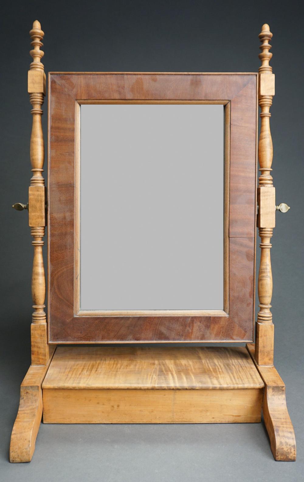 Appraisal: Federal Style Maple and Mahogany Cheval Type Shaving Mirror in