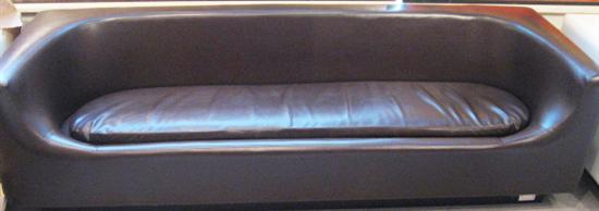 Appraisal: Saporiti Sofa brown faux leather with single loose cushion Original