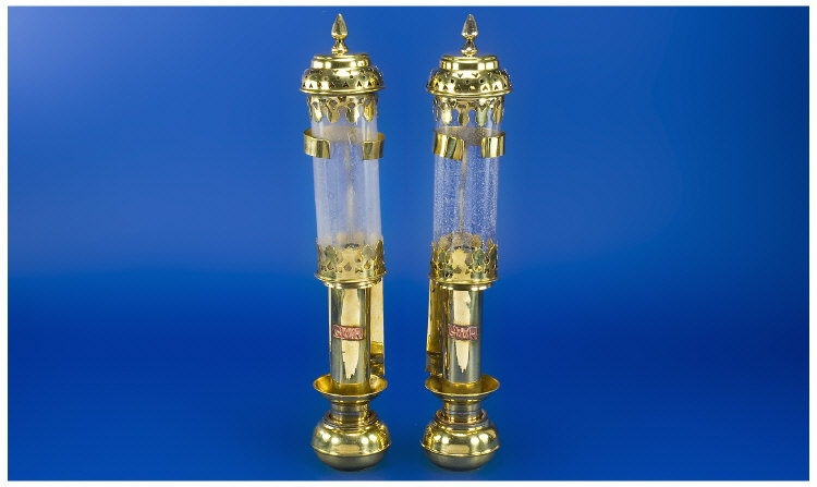 Appraisal: Pair of Brass GWR Style Railway Carriage Lamps Great Western