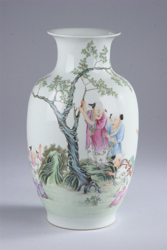 Appraisal: CHINESE FAMILLE ROSE PORCELAIN VASE Republic Period Painted to depict