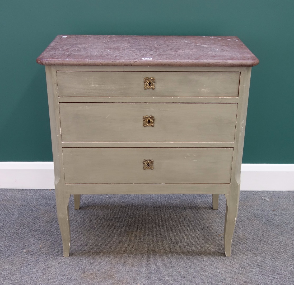 Appraisal: An early th century French commode the canted rouge marble