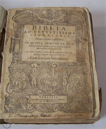 Appraisal: Bible Latin--Venice Biblia ad vetustissima exemplaria nunc rec ns castigata