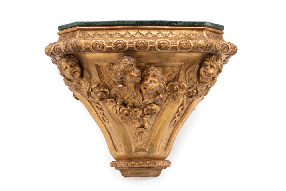 Appraisal: Italian Gilt and Carved Wood Console late th c marble