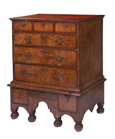 Appraisal: A LATE TH CENTURY WALNUT CHEST ON STAND in two