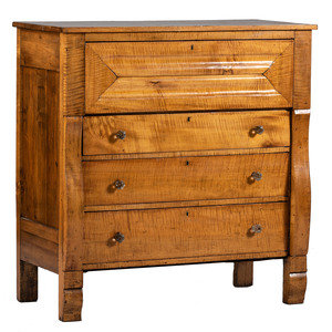 Appraisal: A Late Classical Tiger Maple Chest of Drawers th Century