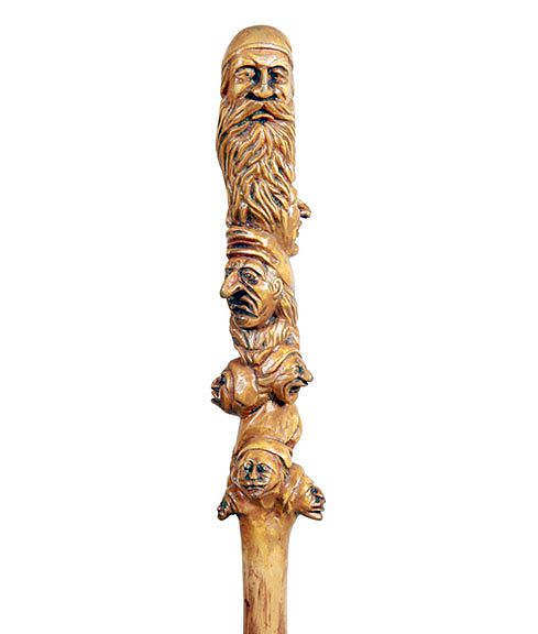 Appraisal: Many Faces Folk Art Cane Ca - A fine European