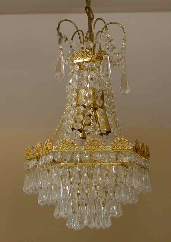 Appraisal: MINI CZECH CRYSTAL CHANDELIER light '' h x '' excluding