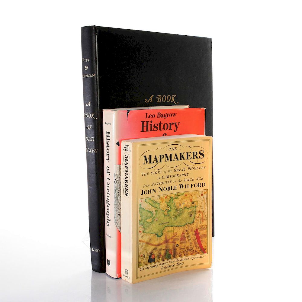 Appraisal: BOOKS OLD MAPS AND A HISTORY OF CARTOGRAPHY hardcovers of