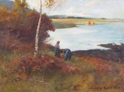 Appraisal: Andrew Black R S W Scottish - Gathering bracken by