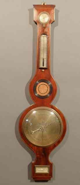 Appraisal: English mahogany banjo-form barometer signed J Della Torre Perth As