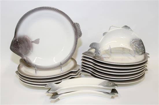 Appraisal: Sale Lot A Set of Porcelain Fish Plates comprising dinner