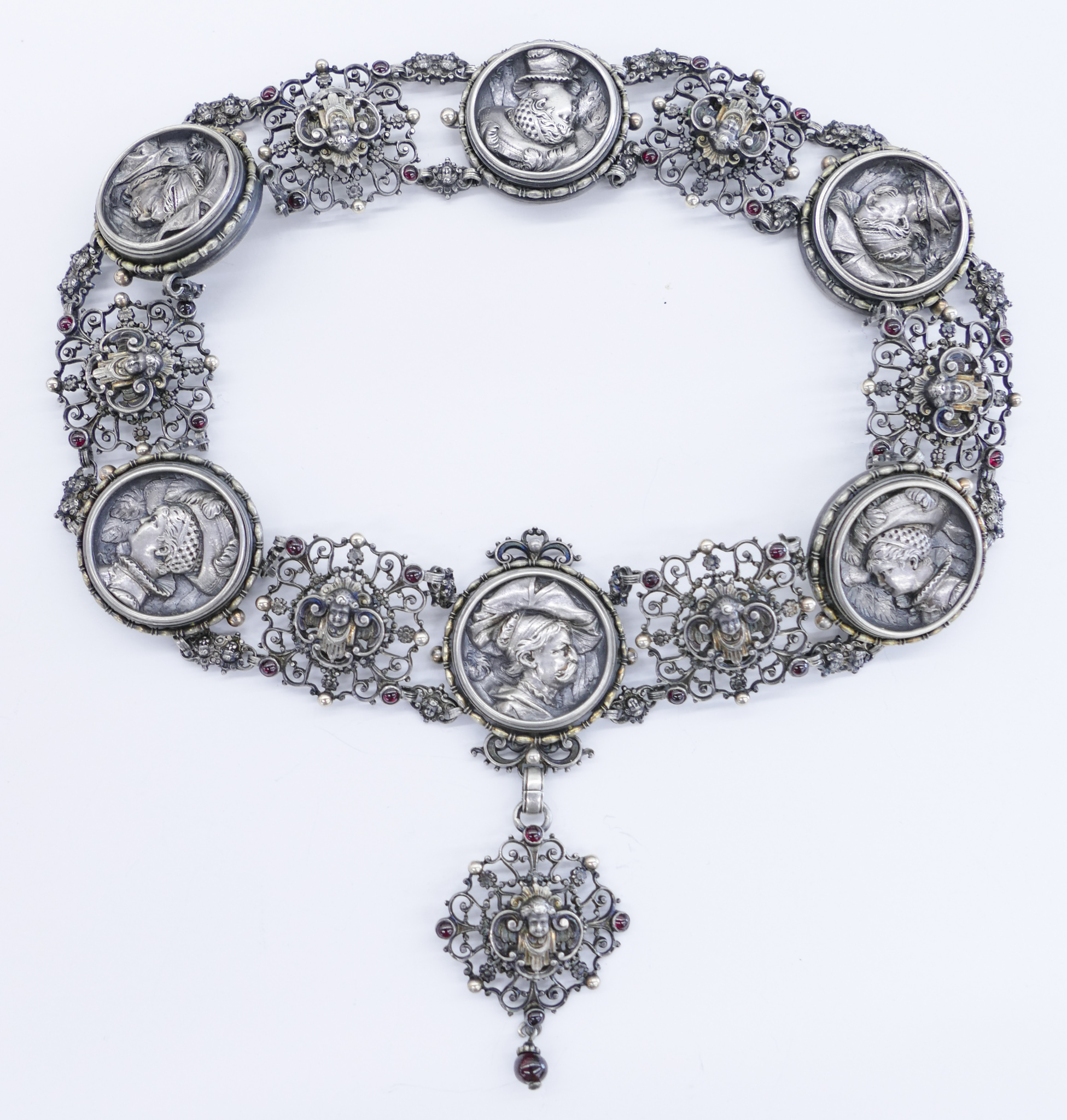 Appraisal: Georg Adam Scheid Renaissance Revival Silver Necklace '' Museum quality