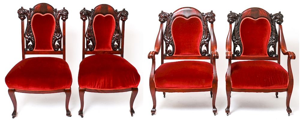 Appraisal: Renaissance Revival Manner Chairs Armchairs Set of four Renaissance Revival