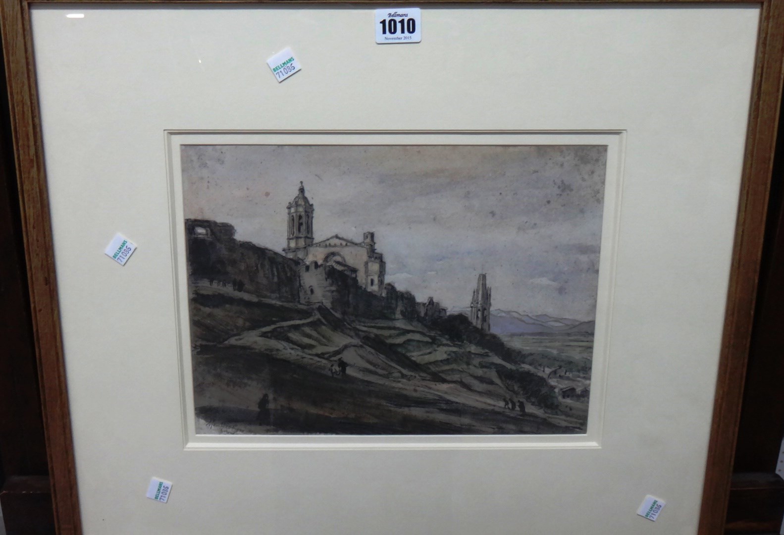 Appraisal: Sir Muirhead Bone - Gerona Cathedral watercolour and pencil signed