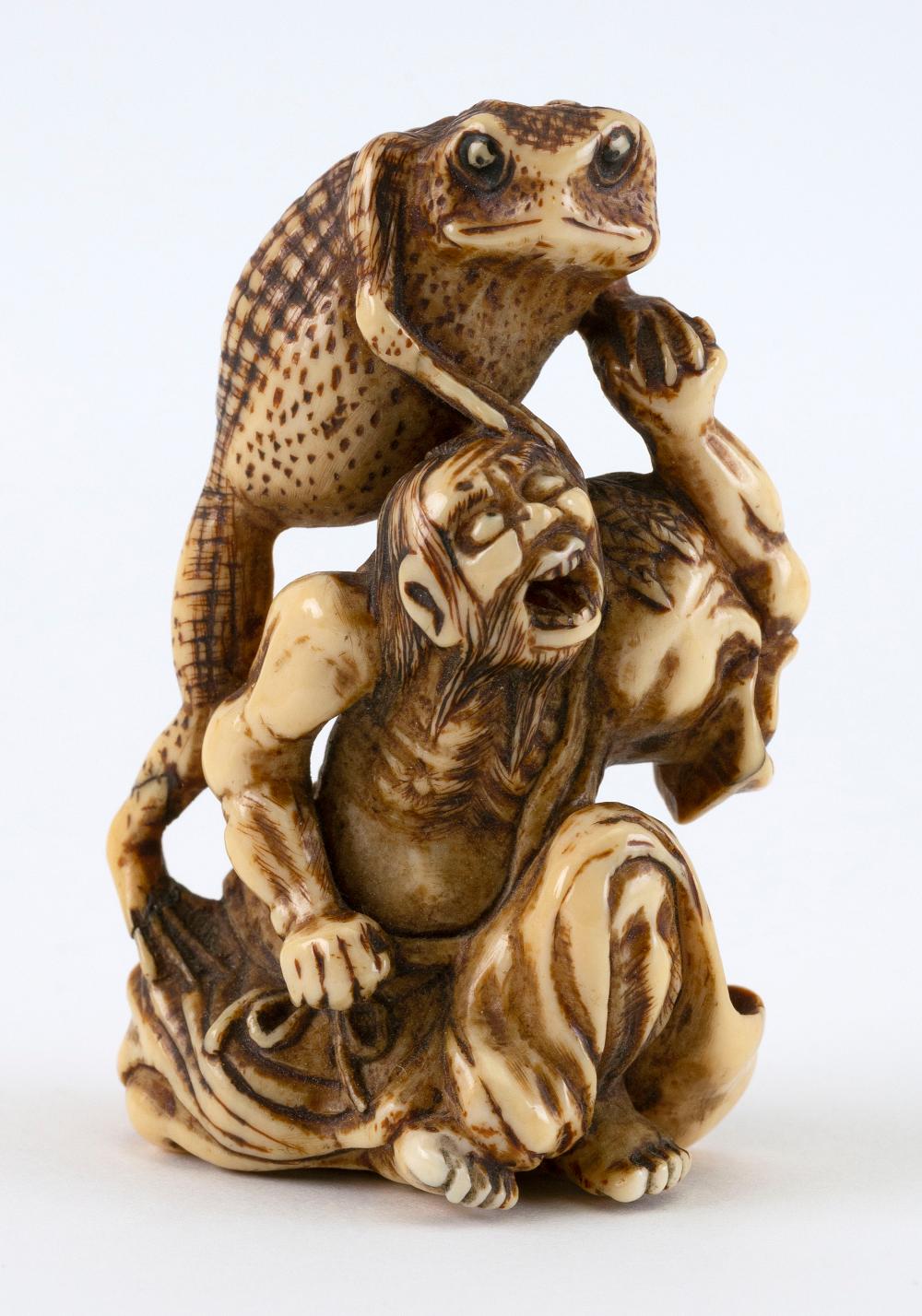 Appraisal: JAPANESE NETSUKE BY ICHIYUSAI TH CENTURY HEIGHT JAPANESE NETSUKE BY