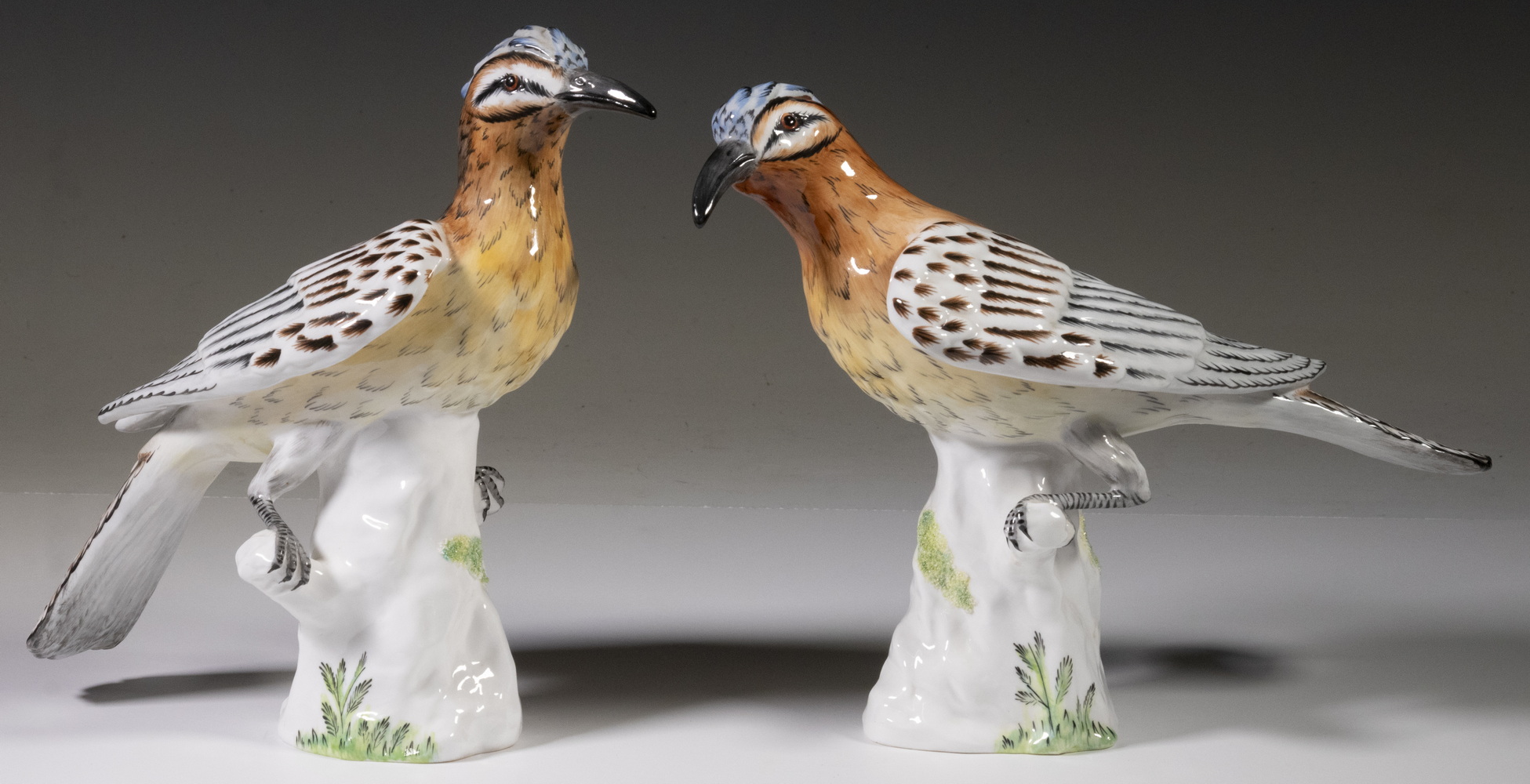 Appraisal: PR CROWN STAFFORDSHIRE BONE CHINA BIRDS ARTIST SIGNED Pair of