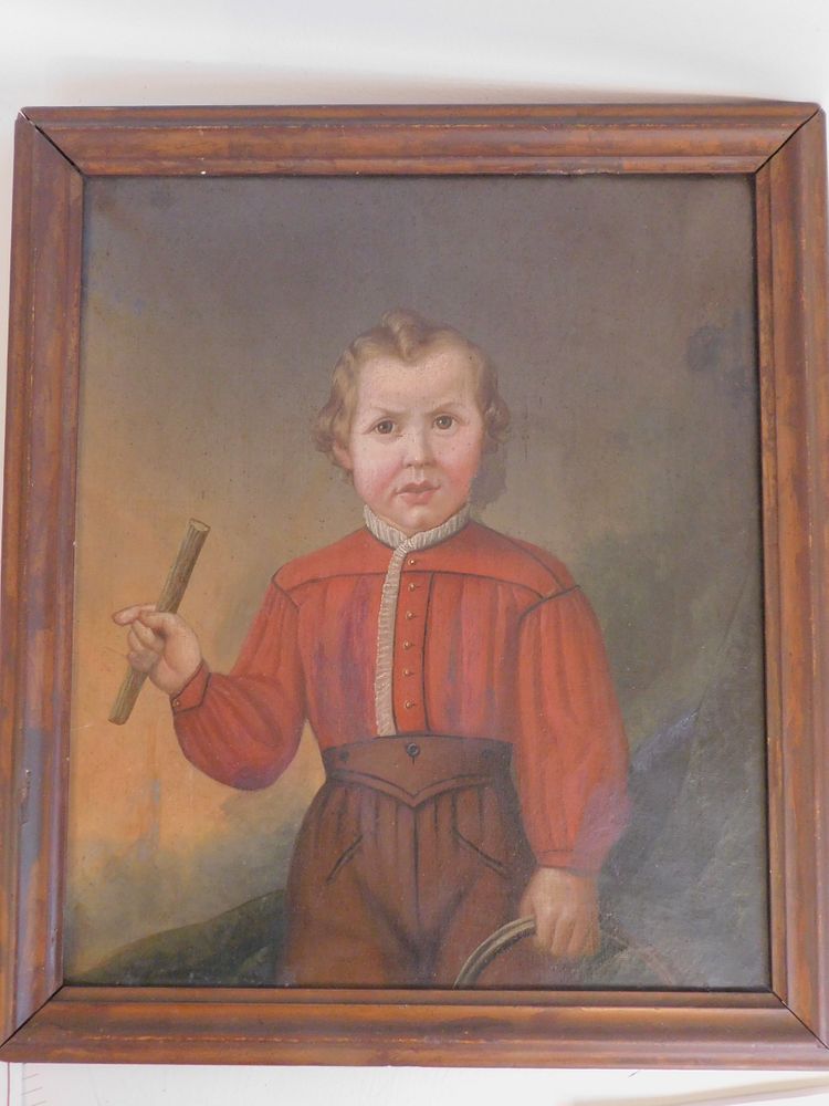 Appraisal: ANTIQUE PORTRAIT OF BOY Victorian oil portrait of a boy