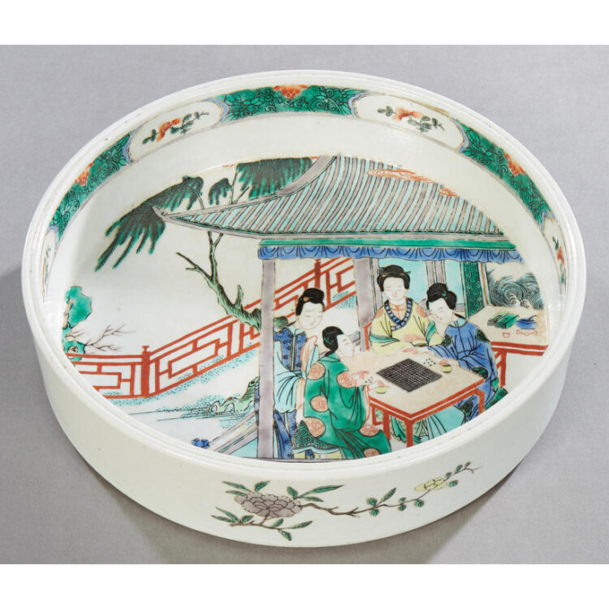 Appraisal: Chinese Famille Verte Low Porcelain Bowl th c with figural