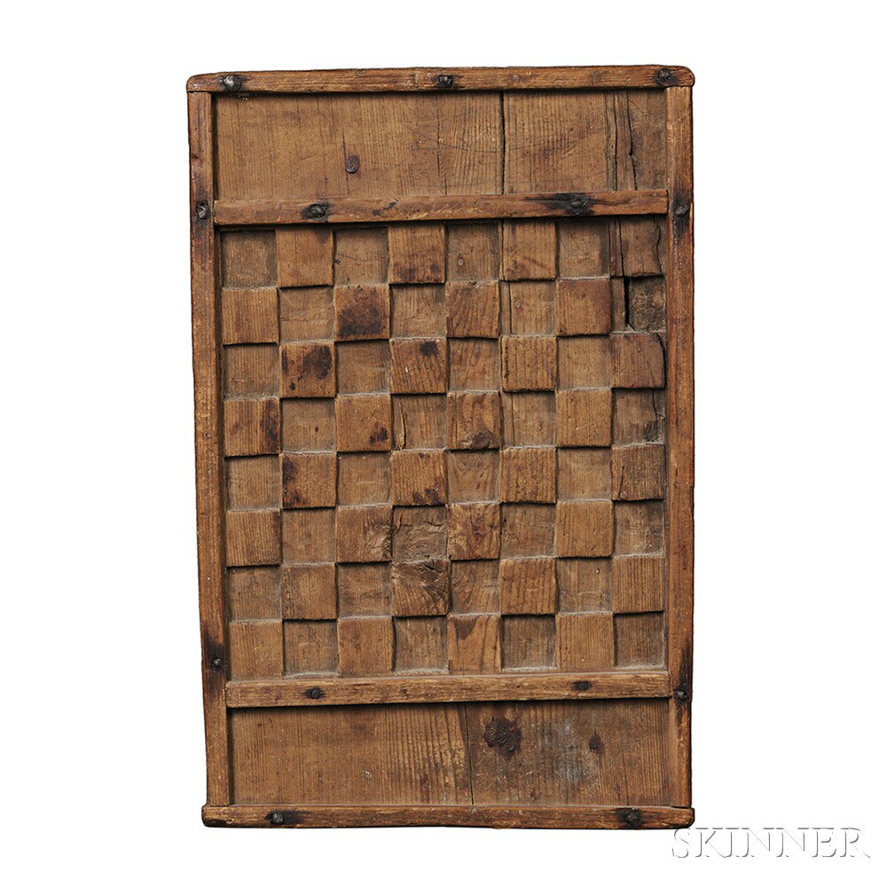 Appraisal: Carved Pine Game Board probably New England th century the