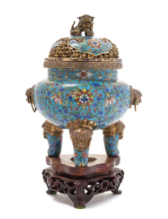 Appraisal: Sale Lot A Cloisonne Enamel Tripod Censer the compressed ovoid