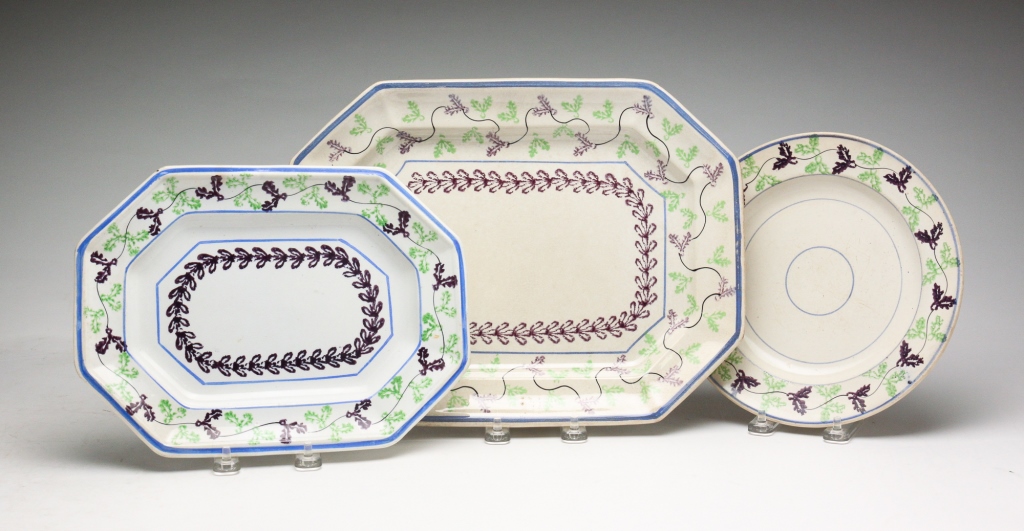 Appraisal: Mid th century Two ironstone octagonal platters and l and