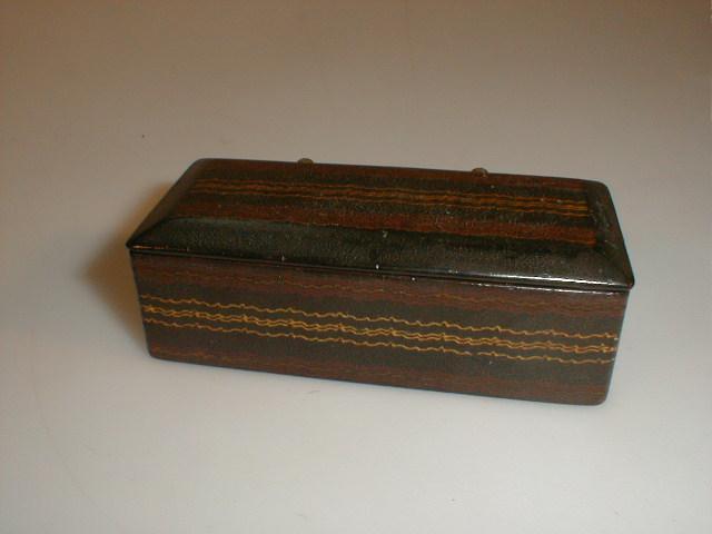 Appraisal: thC rectangular papier mach snuff box with hinged lid the