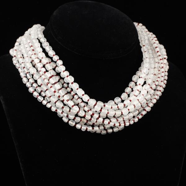 Appraisal: Ornella Italy Vintage Designer Multi-strand white and red glass beaded