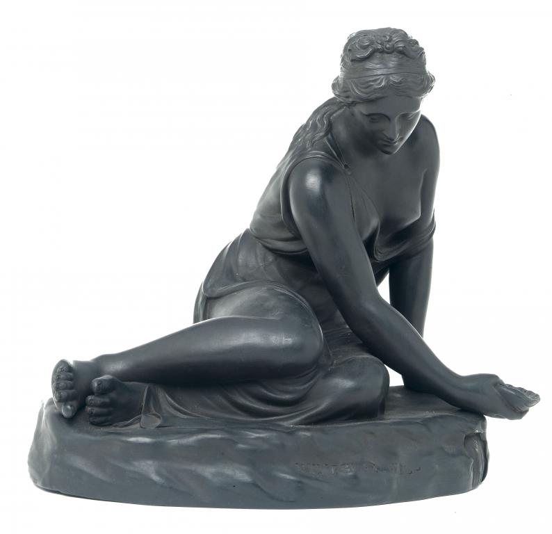 Appraisal: A WEDGWOOD BLACK BASALT FIGURE OF A NYMPH collecting water