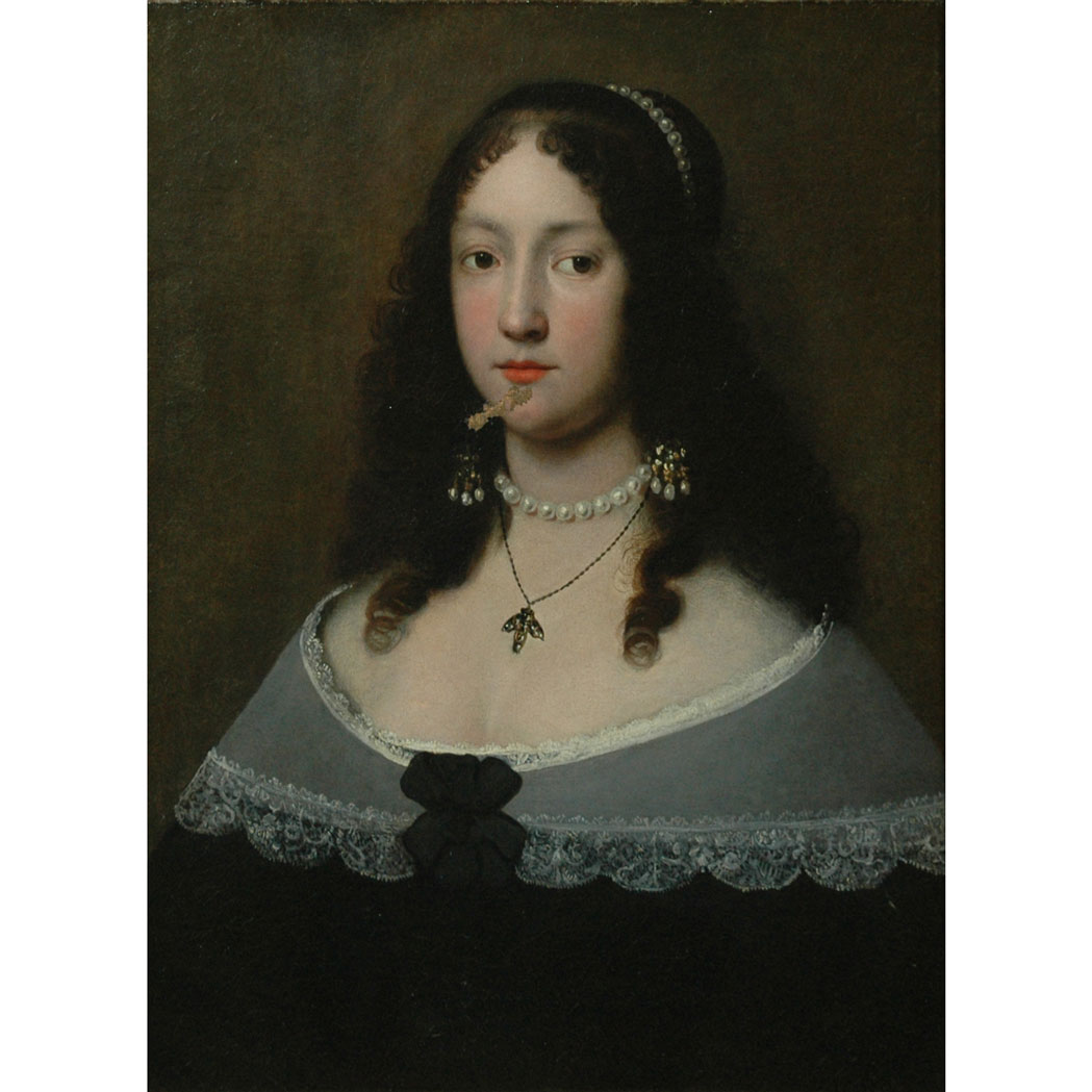 Appraisal: Flemish School th Century Lady in a Pearl Necklace Oil